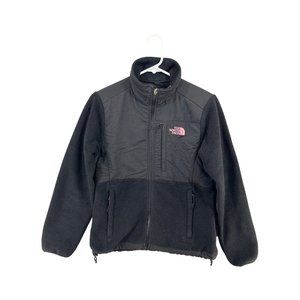 North Face Polartec Black Fleece Jacket Pink Logo GUC Women's Size XS